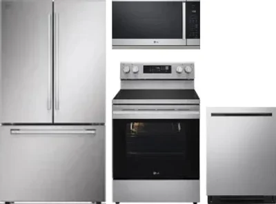 4 Piece Package Includes Refrigerator, Range, Microwave And Dishwasher