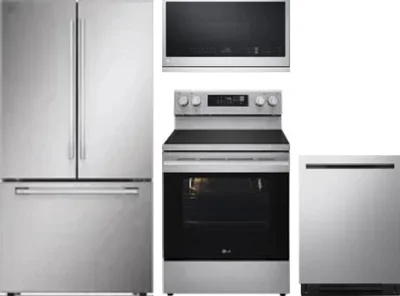 4 Piece Package Includes Refrigerator, Range, Microwave And Dishwasher