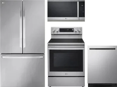 4 Piece Package Includes Refrigerator, Range, Microwave And Dishwasher