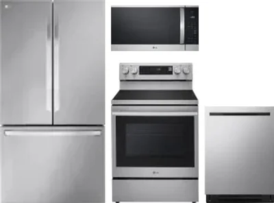 4 Piece Package Includes Refrigerator, Range, Microwave And Dishwasher