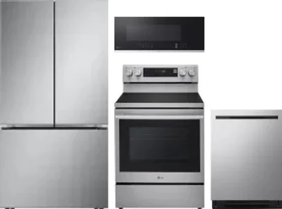 4 Piece Package Includes Refrigerator, Range, Microwave And Dishwasher