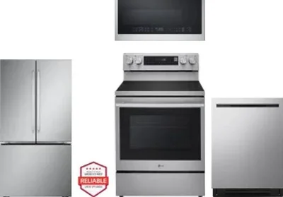 4 Piece Package Includes Refrigerator, Range, Microwave And Dishwasher