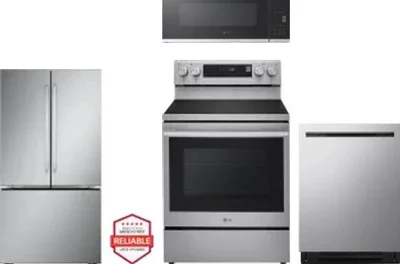 4 Piece Package Includes Refrigerator, Range, Microwave And Dishwasher