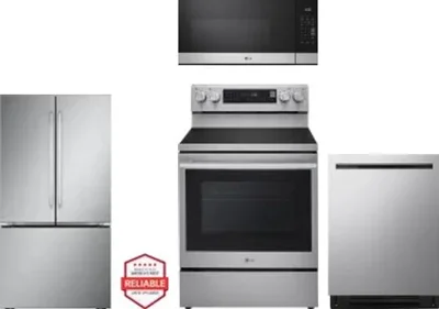 4 Piece Package Includes Refrigerator, Range, Microwave And Dishwasher