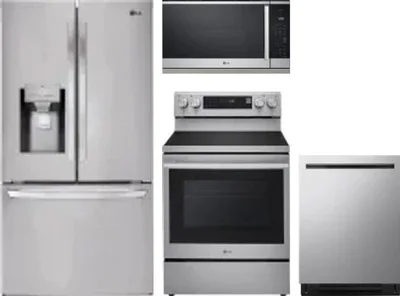 4 Piece Package Includes Refrigerator, Range, Microwave And Dishwasher