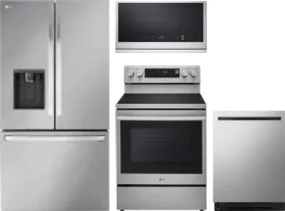 4 Piece Package Includes Refrigerator, Range, Microwave And Dishwasher