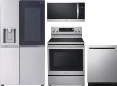 4 Piece Package Includes Refrigerator, Range, Microwave And Dishwasher