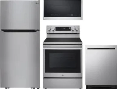 4 Piece Package Includes Refrigerator, Range, Microwave And Dishwasher