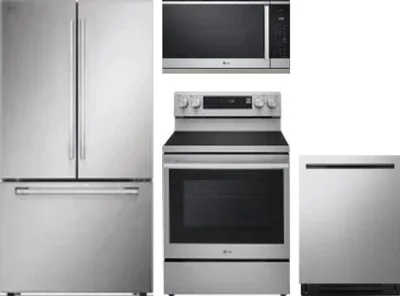 4 Piece Package Includes Refrigerator, Range, Microwave And Dishwasher