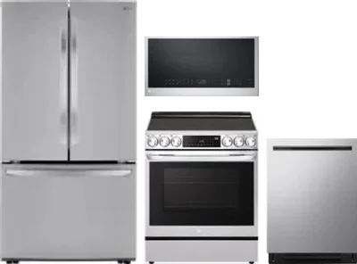 4 Piece Package Includes Refrigerator, Range, Microwave And Dishwasher