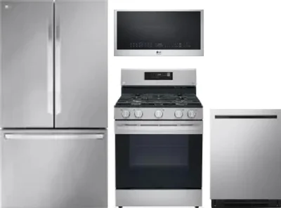 4 Piece Package Includes Refrigerator, Range, Microwave And Dishwasher