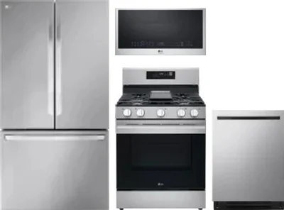 4 Piece Package Includes Refrigerator, Range, Microwave And Dishwasher