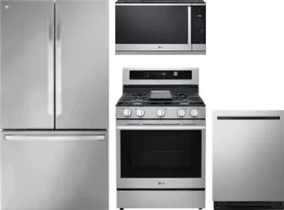 4 Piece Package Includes Refrigerator, Range, Microwave And Dishwasher