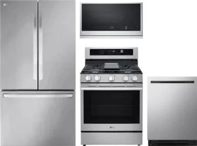 4 Piece Package Includes Refrigerator, Range, Microwave And Dishwasher