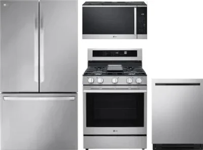 4 Piece Package Includes Refrigerator, Range, Microwave And Dishwasher
