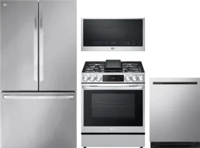 4 Piece Package Includes Refrigerator, Range, Microwave And Dishwasher