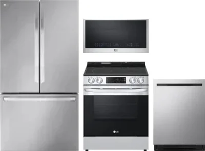 4 Piece Package Includes Refrigerator, Range, Microwave And Dishwasher