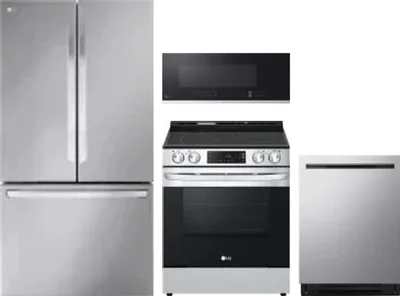 4 Piece Package Includes Refrigerator, Range, Microwave And Dishwasher