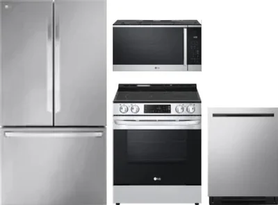 4 Piece Package Includes Refrigerator, Range, Microwave And Dishwasher