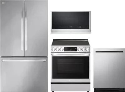 4 Piece Package Includes Refrigerator, Range, Microwave And Dishwasher