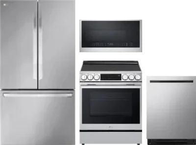 4 Piece Package Includes Refrigerator, Range, Microwave And Dishwasher