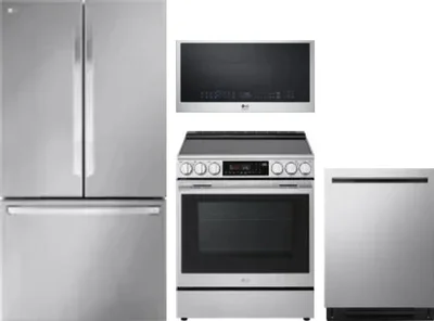 4 Piece Package Includes Refrigerator, Range, Microwave And Dishwasher