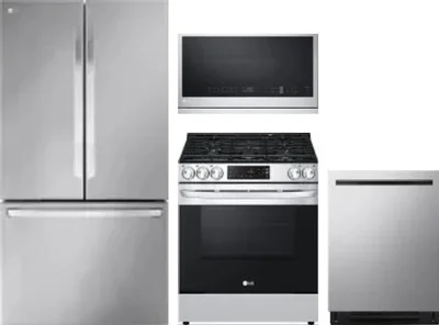 4 Piece Package Includes Refrigerator, Range, Microwave And Dishwasher