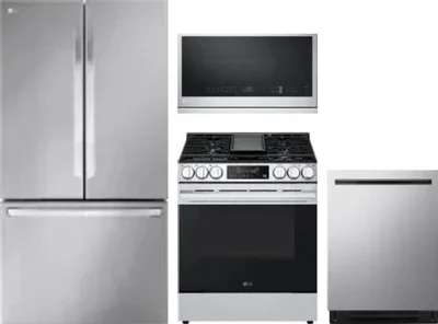 4 Piece Package Includes Refrigerator, Range, Microwave And Dishwasher