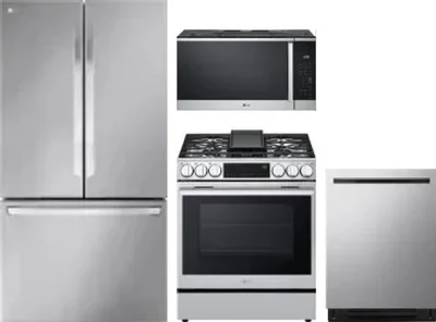 4 Piece Package Includes Refrigerator, Range, Microwave And Dishwasher