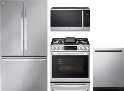 4 Piece Package Includes Refrigerator, Range, Microwave And Dishwasher