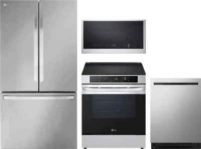 4 Piece Package Includes Refrigerator, Range, Microwave And Dishwasher
