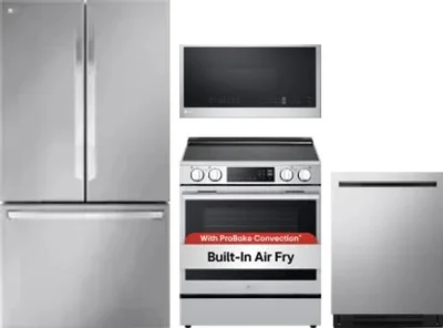 4 Piece Package Includes Refrigerator, Range, Microwave And Dishwasher