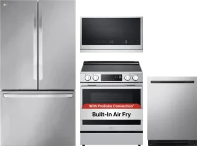4 Piece Package Includes Refrigerator, Range, Microwave And Dishwasher