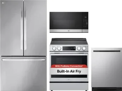 4 Piece Package Includes Refrigerator, Range, Microwave And Dishwasher
