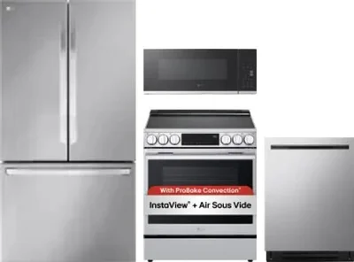 4 Piece Package Includes Refrigerator, Range, Microwave And Dishwasher
