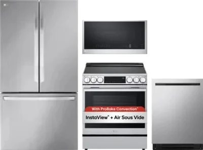 4 Piece Package Includes Refrigerator, Range, Microwave And Dishwasher