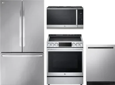 4 Piece Package Includes Refrigerator, Range, Microwave And Dishwasher