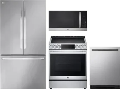 4 Piece Package Includes Refrigerator, Range, Microwave And Dishwasher