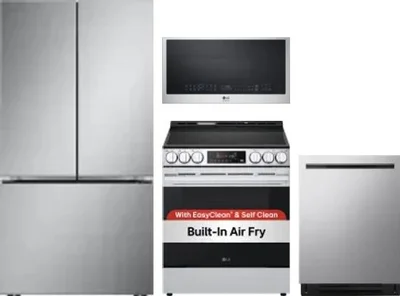 4 Piece Package Includes Refrigerator, Range, Microwave And Dishwasher