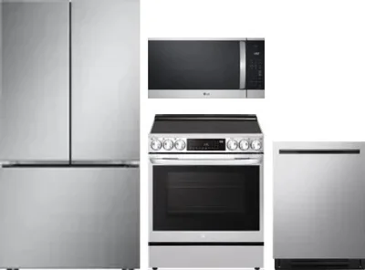 4 Piece Package Includes Refrigerator, Range, Microwave And Dishwasher