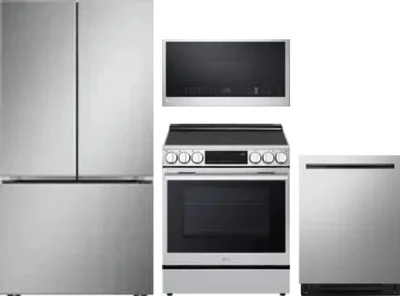 4 Piece Package Includes Refrigerator, Range, Microwave And Dishwasher