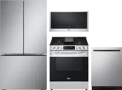 4 Piece Package Includes Refrigerator, Range, Microwave And Dishwasher