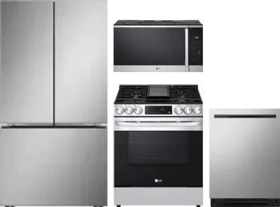 4 Piece Package Includes Refrigerator, Range, Microwave And Dishwasher