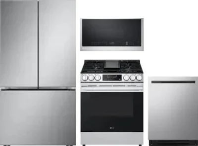 4 Piece Package Includes Refrigerator, Range, Microwave And Dishwasher