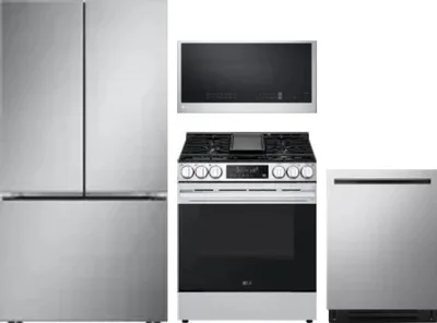 4 Piece Package Includes Refrigerator, Range, Microwave And Dishwasher