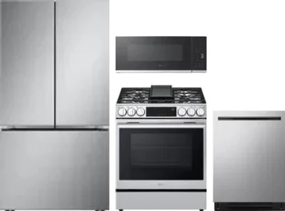 4 Piece Package Includes Refrigerator, Range, Microwave And Dishwasher