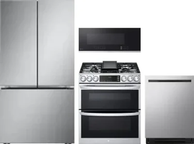 4 Piece Package Includes Refrigerator, Range, Microwave And Dishwasher