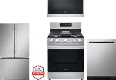 4 Piece Package Includes Refrigerator, Range, Microwave And Dishwasher