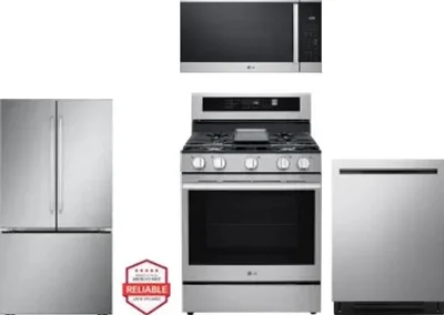 4 Piece Package Includes Refrigerator, Range, Microwave And Dishwasher
