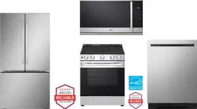 4 Piece Package Includes Refrigerator, Range, Microwave And Dishwasher